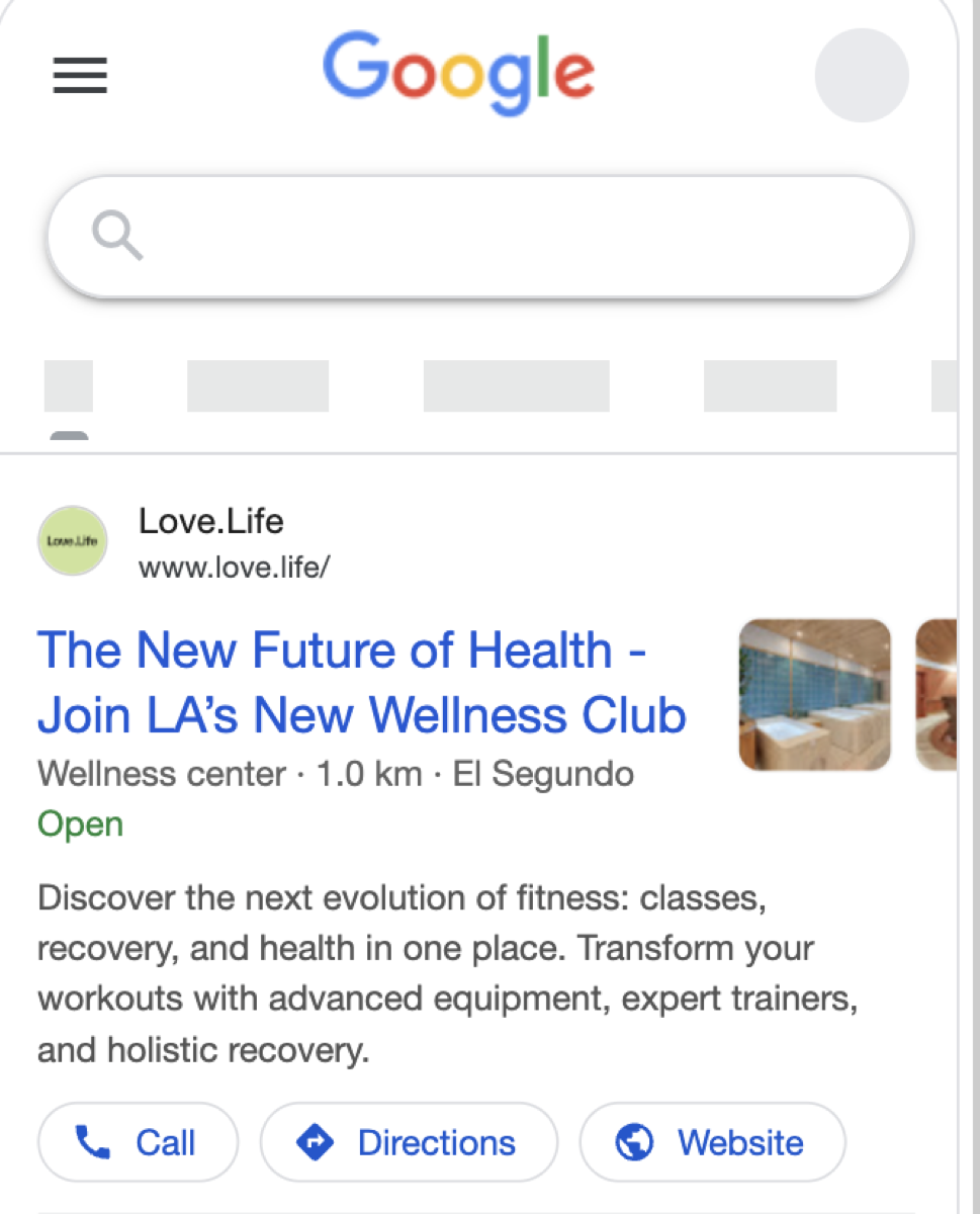 love.life Google Search ad
