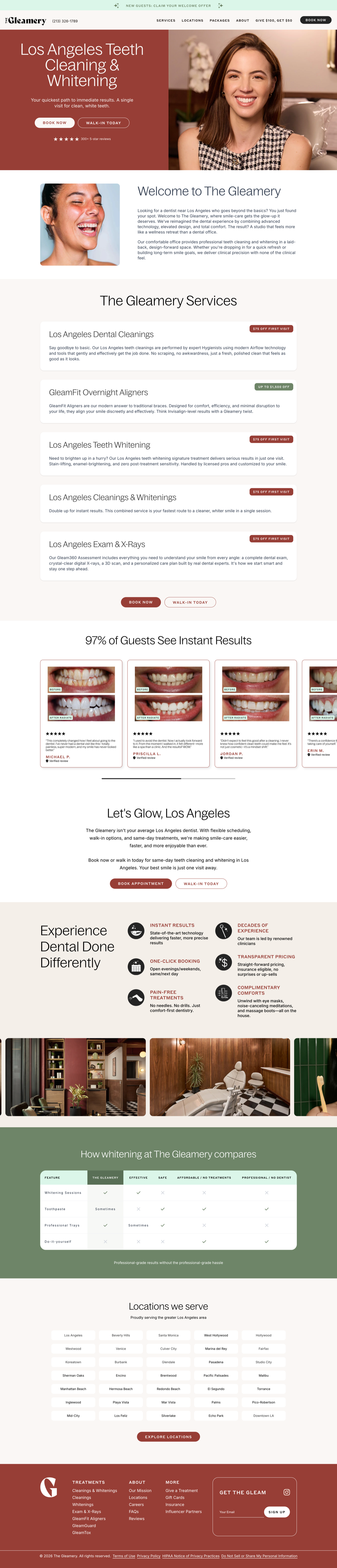 The Gleamery teeth whitening landing page