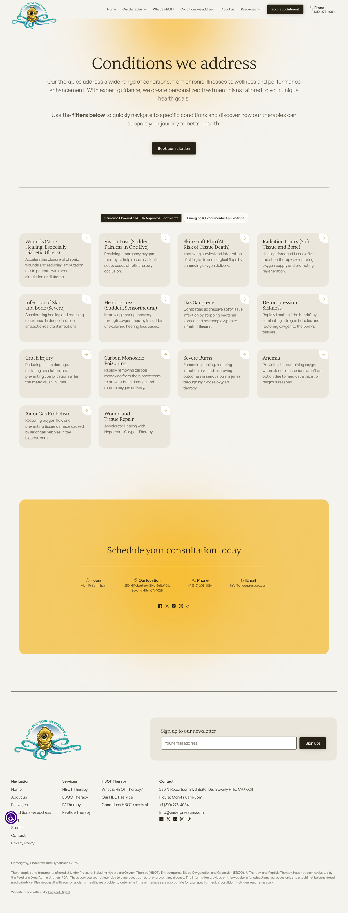 Under Pressure conditions page